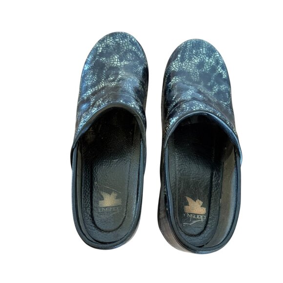 Dansko XP Pro Clogs Size 42 12 Black Blue Crackle Slip on Shoes Platform Leather - Picture 4 of 8